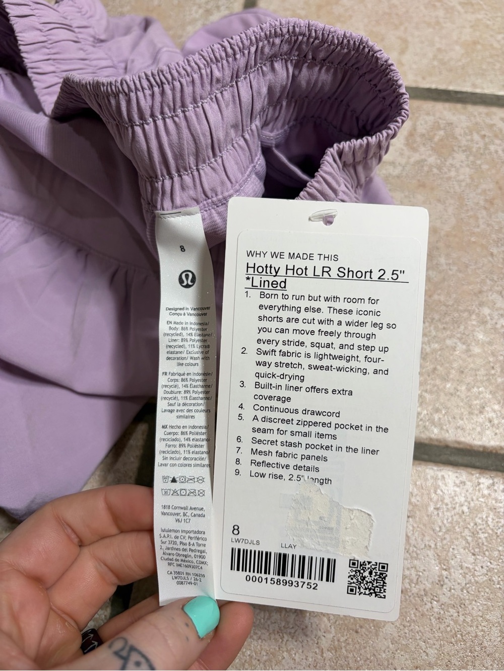 NWT Lululemon Hotty Hot Short *LR 2.5” (Lilac Play) Size 8 - Picture 4 of 8